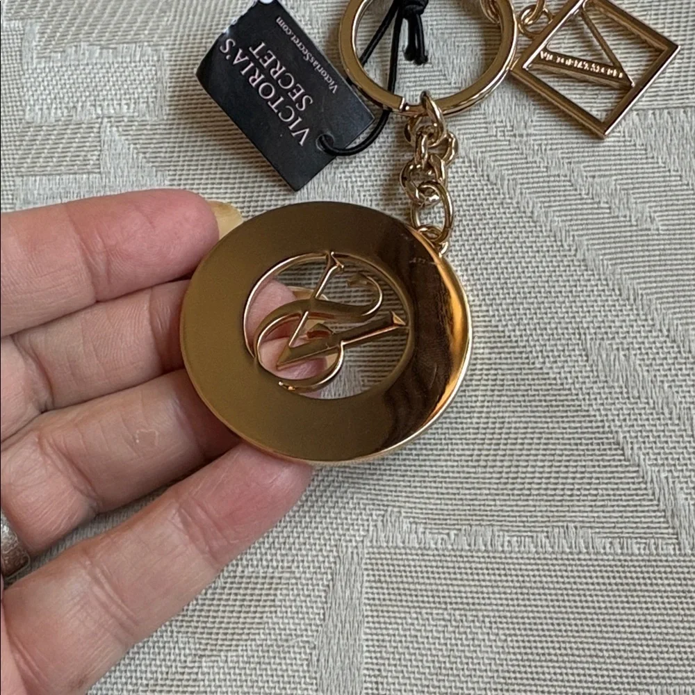 Victoria's Secret monogram Gold and Blue Key chain bag charm NWT